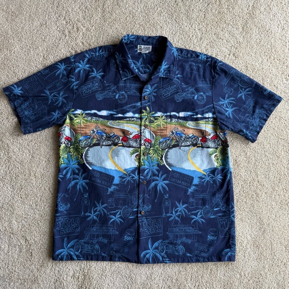 Hilo Hattie Other - Aloha Republic Hawaiian Shirt Mens XL Blue Beach Graphic Made in Hawaii USA